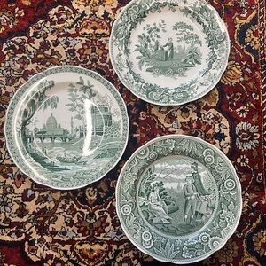Spode Green and White Decorative Plates